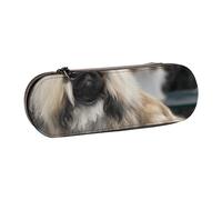 JKLQWC Pekingese Dog Printed Pencil Case Cute Pen Pencil Box Bag PU Leather Zipper Pencil Pouch Organizer for Office School Travel