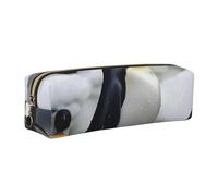 JKLQWC Penguin Printed Leather Pencil Case with Gold Zipper - Simple and Lightweight Organizer for School, Office, Travel, Makeup