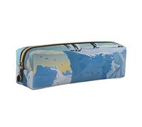 JKLQWC Penguins On The Iceberg Print Printed Leather Pencil Case with Gold Zipper - Simple and Lightweight Organizer for School, Office, Travel, Makeup