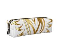 JKLQWC Phoenix Printed Leather Pencil Case with Gold Zipper - Simple and Lightweight Organizer for School, Office, Travel, Makeup