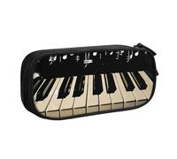 JKLQWC Piano Keys with Musical Note Printed Pencil Case Cute Pen Pencil Box Bag Zipper Storage Organizer Box Holder for Office School Teen Girl Boy Adult,Black