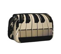 JKLQWC Piano Keys with Musical Note Prints Pencil Case for Kids Men Women, Two Layers Large Capacity Pencil Pouch Makeup Bag Organizer for Office School Travel