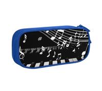 JKLQWC Piano Keys with Musical Notes Printed Pencil Case Cute Pen Pencil Box Bag Zipper Storage Organizer Box Holder for Office School Teen Girl Boy Adult,Blue