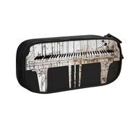 JKLQWC Piano Printed Pencil Case Cute Pen Pencil Box Bag Zipper Storage Organizer Box Holder for Office School Teen Girl Boy Adult,Black