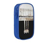 JKLQWC Piano Printed Pencil Case Cute Pen Pouch Large Pen Bag Portable Storage Organizer Box for Office School Teen Girl Boy Adult,Blue