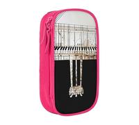 JKLQWC Piano Printed Pencil Case Cute Pen Pouch Large Pen Bag Portable Storage Organizer Box for Office School Teen Girl Boy Adult,Pink