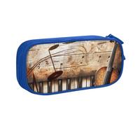 JKLQWC Piano Violin Music Notes Printed Pencil Case Cute Pen Pencil Box Bag Zipper Storage Organizer Box Holder for Office School Teen Girl Boy Adult,Blue