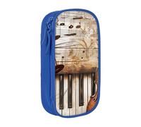 JKLQWC Piano Violin Music Notes Printed Pencil Case Cute Pen Pouch Large Pen Bag Portable Storage Organizer Box for Office School Teen Girl Boy Adult,Blue