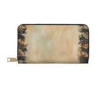 JKLQWC Pine Cone Border Printed Long Wallet for Women Men Cute Coin Purse with Card Holder