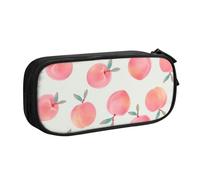 JKLQWC Pink Peach Pattern Printed Pencil Case Cute Pen Pencil Box Bag Zipper Storage Organizer Box Holder for Office School Teen Girl Boy Adult,Black