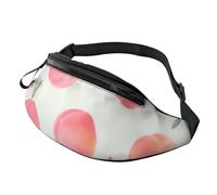 JKLQWC Pink Peach Pattern Printed Waist Bag with Headphone Jack, Personalized Bumbags Fanny Packs Unisex Running Hiking Crossbody Bags for Men Women