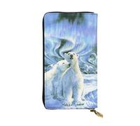 JKLQWC Polar Bears Northern Lights Printed Long Wallet for Women Men Cute PU Leather Coin Purse with Card Holder