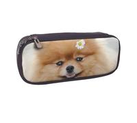 JKLQWC Pomeranian Dog Printed PU Leather Pencil Case Cute Pen Pencil Box Bag Zipper Office School Pencil Pouch Organizer for Students Teen Girls Boys Adult Gifts
