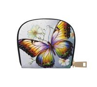 JKLQWC Pretty Butterfly Flower Printed Credit Card Wallet for Women Men Cute Zipper Card Cases Holder Mini Coin Purse with 12 Card Slots