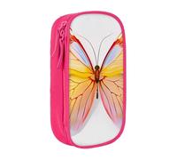 JKLQWC Pretty Butterfly Printed Pencil Case Cute Pen Pouch Large Pen Bag Portable Storage Organizer Box for Office School Teen Girl Boy Adult,Pink