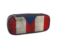 JKLQWC Puerto Rico Flag Printed PU Leather Pencil Case Cute Pen Pencil Box Bag Zipper Office School Pencil Pouch Organizer for Students Teen Girls Boys Adult Gifts