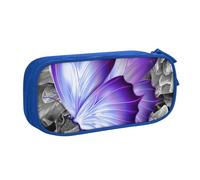 JKLQWC Purple Butterfly Printed Pencil Case Cute Pen Pencil Box Bag Zipper Storage Organizer Box Holder for Office School Teen Girl Boy Adult,Blue
