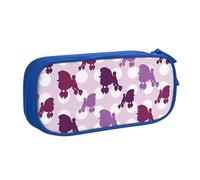 JKLQWC Purple Poodle Polka Dot Printed Pencil Case Cute Pen Pencil Box Bag Zipper Storage Organizer Box Holder for Office School Teen Girl Boy Adult,Blue