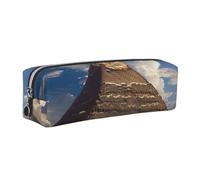 JKLQWC Pyramids of Egypt Printed Leather Pencil Case with Silver Zipper - Simple and Lightweight Organizer for School, Office, Travel, Makeup