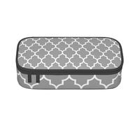 JKLQWC Quatrefoil Grey Printed Pencil Case Cute Pen Pencil Box Bag Large Capacity Compartment Zipper Pencil Pouch Organizer for Office School Travel