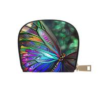 JKLQWC Rainbow Butterfly Printed Card Wallet for Women Men Cute Zipper Card Cases Holder Mini Coin Purse with 12 Card Slots
