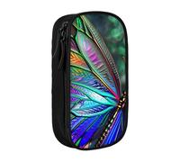 JKLQWC Rainbow Butterfly Printed Pencil Case Cute Pen Pouch Large Pen Bag Portable Storage Organizer Box for Office School Teen Girl Boy Adult,Black