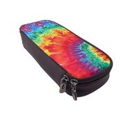 JKLQWC Rainbow Tie Dye-Red Printed PU Leather Pencil Case Cute Pen Pencil Box Bag Zipper Office School Pencil Pouch Organizer for Students Teen Girls Boys Adult