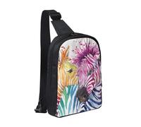 JKLQWC Rainbow Zebra Printed Crossbody Sling Backpack Sling Bag for Men Women Adjustable Shoulder Bag Travel Hiking Chest Bag Daypack