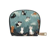 JKLQWC Raining Cats & Dogs Printed Credit Card Wallet for Women Men Cute Zipper Card Cases Holder Mini Coin Purse with 12 Card Slots