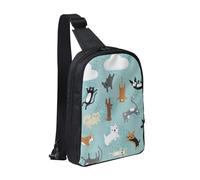 JKLQWC Raining Cats & Dogs Printed Crossbody Sling Backpack Sling Bag for Men Women Adjustable Shoulder Bag Travel Hiking Chest Bag Daypack