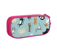 JKLQWC Raining Cats & Dogs Printed Pencil Case Cute Pen Pencil Box Bag Zipper Storage Organizer Box Holder for Office School Teen Girl Boy Adult,Pink