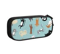 JKLQWC Raining Cats & Dogs Printed Pencil Case Cute Pen Pencil Box Bag Zipper Storage Organizer Box Holder for Office School Teen Girl Boy Adult,Black