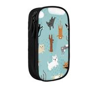 JKLQWC Raining Cats & Dogs Printed Pencil Case Cute Pen Pouch Large Pen Bag Portable Storage Organizer Box for Office School Teen Girl Boy Adult,Black