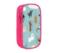 JKLQWC Raining Cats & Dogs Printed Pencil Case Cute Pen Pouch Large Pen Bag Portable Storage Organizer Box for Office School Teen Girl Boy Adult,Pink