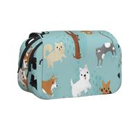 JKLQWC Raining Cats & Dogs Prints Pencil Case for Kids Men Women, Two Layers Large Capacity Pencil Pouch Makeup Bag Organizer for Office School Travel