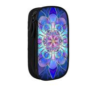 JKLQWC Rectangle Mandala Printed Pencil Case Cute Pen Pouch Large Pen Bag Portable Storage Organizer Box for Office School Teen Girl Boy Adult,Black