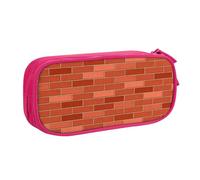 JKLQWC red Brick wall Texture Printed Pencil Case Cute Pen Pencil Box Bag Zipper Storage Organizer Box Holder for Office School Teen Girl Boy Adult,Pink
