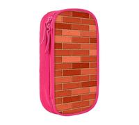 JKLQWC red Brick wall Texture Printed Pencil Case Cute Pen Pouch Large Pen Bag Portable Storage Organizer Box for Office School Teen Girl Boy Adult,Pink