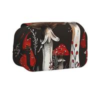 JKLQWC Red Mushrooms 1 Prints Pencil Case for Kids Men Women, Two Layers Large Capacity Pencil Pouch Makeup Bag Organizer for Office School Travel