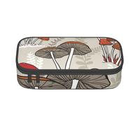 JKLQWC Red Mushrooms Printed Pencil Case Cute Pen Pencil Box Bag Large Capacity Compartment Zipper Pencil Pouch Organizer for Office School Travel