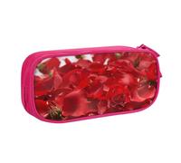 JKLQWC Red Rose Petals Printed Pencil Case Cute Pen Pencil Box Bag Zipper Storage Organizer Box Holder for Office School Teen Girl Boy Adult,Pink