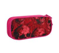JKLQWC Red Skulls Printed Pencil Case Cute Pen Pencil Box Bag Zipper Storage Organizer Box Holder for Office School Teen Girl Boy Adult,Pink