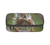 JKLQWC Red Squirrel Printed Pencil Case Cute Pen Pencil Box Bag Large Capacity Compartment Zipper Pencil Pouch Organizer for Office School Travel