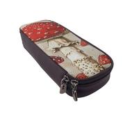 JKLQWC Red White Mushroom Prints Pencil Case for Girls Boys Cute PU Leather Pen Pencil Box Bag Zipper Pencil Pouch Organizer for Office School