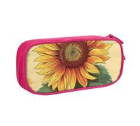 JKLQWC Retro Sunflower Printed Pencil Case Cute Pen Pencil Box Bag Zipper Storage Organizer Box Holder for Office School Teen Girl Boy Adult,Pink