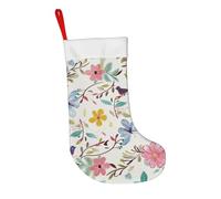 JKLQWC Romantic Fancy Floral Birds Butterfly Prints Soft Christmas Stocking Large Plush Hanging Xmas Santa Socks for Holiday Party Gifts Decoration