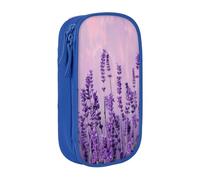 JKLQWC Romantic Lavender Printed Pencil Case Cute Pen Pouch Large Pen Bag Portable Storage Organizer Box for Office School Teen Girl Boy Adult,Blue
