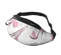 JKLQWC Romantic Paris Butterfly Eiffel Printed Waist Bag with Headphone Jack, Personalized Bumbags Fanny Packs Unisex Running Hiking Crossbody Bags for Men Women