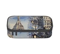 JKLQWC Romantic Paris Eiffel Tower Printed Pencil Case Cute Pen Pencil Box Bag Large Capacity Compartment Zipper Pencil Pouch Organizer for Office School Travel