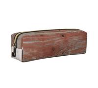 JKLQWC Rustic Old Barn Wood Printed Leather Pencil Case with Gold Zipper - Simple and Lightweight Organizer for School, Office, Travel, Makeup